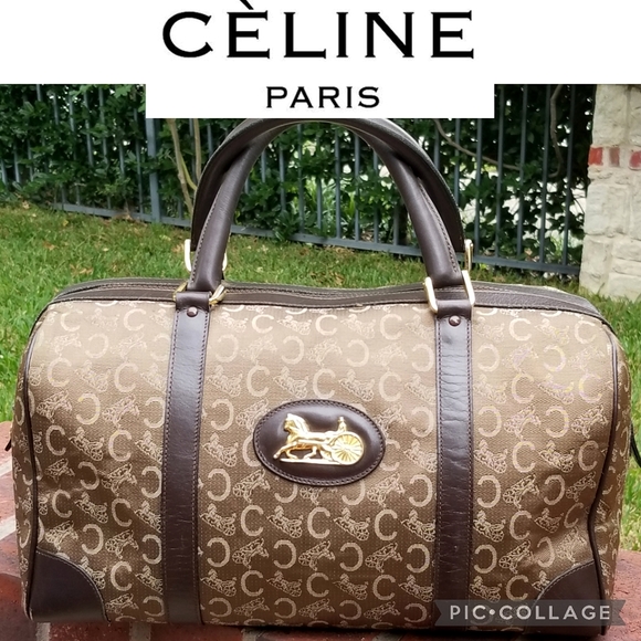 Authentic Vintage Celine Bag CELINE Macadam Brown Canvas & 